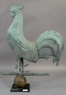 Rooster full bodied weathervane, late 20th century. 
ht. 26in.