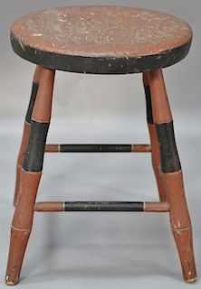 Windsor stool with round seat on bamboo turned legs, underside stamped Wm. White, Boston, J.C. Hubbard, Boston.  ht. 18in., d