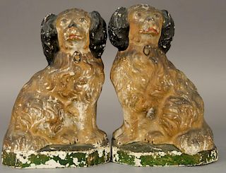 Pair of Chalkware King Charles, old surface with paint (chips).  ht. 8 1/2in. Provenance:  Estate of Arthur C. Pinto, MD