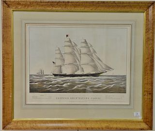 Nathaniel Currier  hand colored lithograph  Clipper Ship "Flying Cloud"  published and Entered according to act of Congress i