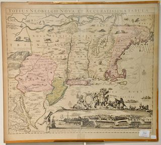 Reinier and Joshua Ottens  Map of New England and New York Manhattan Totius Neobelgii Nova et Accuratissima Tabula, engraved 