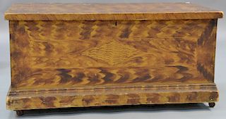 Primitive lift top blanket chest in original grain paint with plain molded base.  ht. 18in., top: 18" x 37"  Provenance:  Est