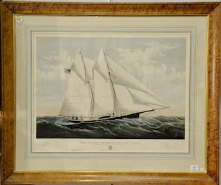 Currier & Ives  hand colored lithograph  The Yacht "Henrietta" 205 tons.  modelled by Mr. Wm. Tooker, NY  Built by Mr. Henry.