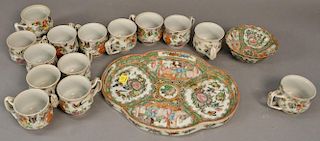 Sixteen piece lot of Rose Medallion including tray, small bowl, and 14 cups.