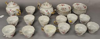 Thirty piece lot of export china including 2 teapots, 13 cups, and 15 saucers (some lot damage).