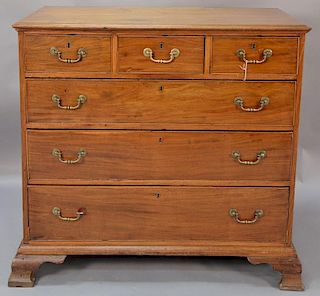 George III walnut chest of drawers, circa 1780, the rectangular molded top above a case fitted with three short over three lo