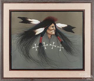 Frank Howell, limited edition lithograph, titled Oglala Warrior #17/140, signed and dated 1991,
