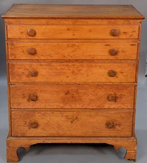 Chippendale blanket chest with lift top over three false drawers over two drawers on bracket base. 
ht. 43in., wd. 35 3/4in.