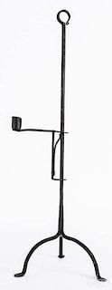 Contemporary wrought iron adjustable candle holder, 25 1/2'' h.