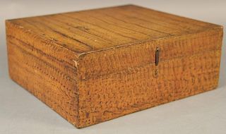 Lift top box with original grain paint, dovetailed corners, and sectioned interior, late 18th to early 19th century.  ht. 4 1