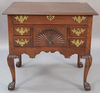 Chippendale mahogany lowboy having rectangular top over one long drawer over central shell carved deep drawer flanked by two 