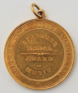 College of Music of Cincinnati Springer Medal Award of Merit in Gold