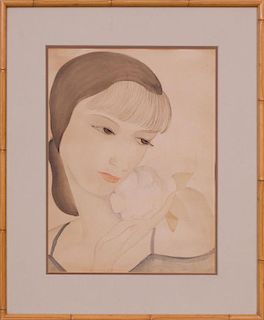 20TH CENTURY SCHOOL: WOMAN WITH A PEONY