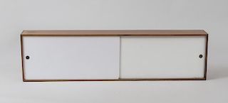 WALL-MOUNTED SLIDING DOOR WALNUT AND LAMINATE CABINET, EARLY KNOLL