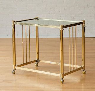 BRASS AND MIRROR PLATE ROLLING SERVING CART, MASTERCRAFT