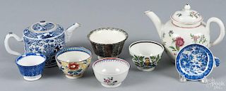 Group of miscellaneous porcelain, 19th c., to include spatterware cups, a Gaudy Dutch cup, a Leeds c