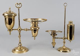 Two contemporary brass student lamps, 19th c., 20 1/2'' h.