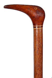 83. Pitcairian Island Cane- Ca. 1920- A nice example of this genre of canes with inlaid wooden eyes, “from Pitcarian Island