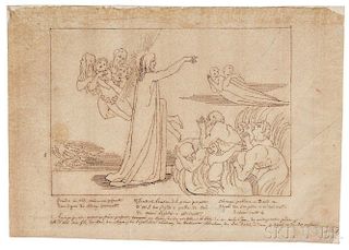 After John Flaxman (British, 1755-1826), Three Drawings from Dante's Divine Comedy: Dante and Virgil entering the Dark Wood (Canto 1)