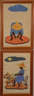 Pair Rex Goreleigh (1902-1986) 
Color screenprints on imitation Japan paper 
(1)"Planting"  
signed and numbered lower right: