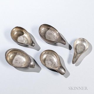 Five Sterling Silver Pap Boats