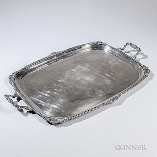 George V Sterling Silver Tray, Sheffield, 1918-19, Joseph Rodgers & Sons, maker, the rectangular tray with a gadrooned rim of