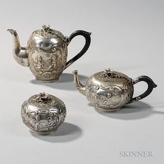 Three-pieces of Continental Silver Tableware, probably Hanau, late 19th/early 20th century, bearing unknown pseudo marks to u