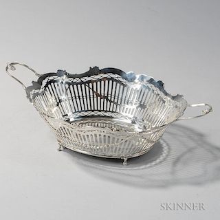 Dutch .833 Silver Basket, late 19th/early 20th century, maker's mark "N2" possibly for Rinze Jans Spaanstra, with various pse
