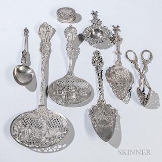 Eight Pieces of Continental Silver Tableware