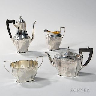 Four-piece Gorham Sterling Silver Tea and Coffee Service, Providence, 1897-99 monogrammed, coffeepot, teapot, sugar, and crea