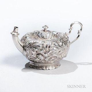 Howard & Co. Sterling Silver Table Lighter, New York, early 20th century, chased throughout with scrolls and flowers, ht. 2 3