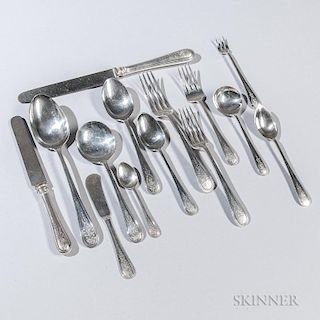 Gorham "Jefferson" Pattern Sterling Silver Flatware Service, Providence, early 20th century, monogrammed, eight each: hollow 