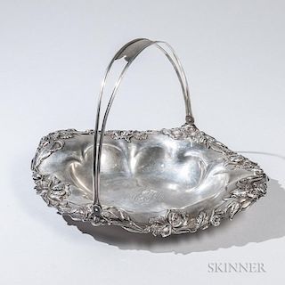 Reed & Barton Sterling Silver Basket, Massachusetts, first half 20th century, monogrammed, with a bail handle and floral moti