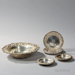 Seven Pieces of Kirk Repousse Sterling Silver Tableware