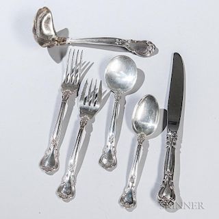 Gorham "Chantilly" Pattern Sterling Silver Flatware Service, Providence, mid to late 20th century, twenty-four teaspoons, twe