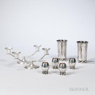 Eight Pieces of Modern Sterling Silver Tableware