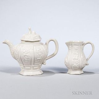 Two Staffordshire White Salt-glazed Stoneware Items