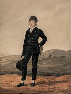 Robert Dighton (British, 1752-1814), Young Dandy in a Landscape, Signed "Dighton.1812." l.r., Condition: Subtle toning, minor