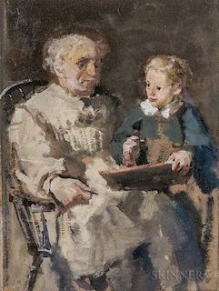 William Christian Symons (British, 1845-1911), Old Man and Boy, (The Drawing Lesson), Unsigned, inscribed "Old Man and Boy/by