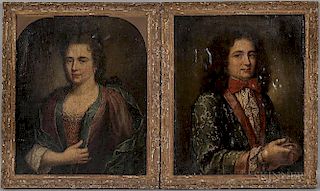 French School, 17th/18th Century, Two Portraits of a Gentleman and Lady, Probably After Jakob Ferdinand Voet (French, 1639-17