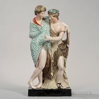 Staffordshire Pearl-glazed Earthenware Figure Group of Bacchus and Ariadne