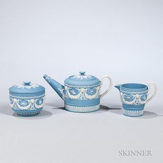Wedgwood Solid Light Blue Jasper Three-piece Tea Set