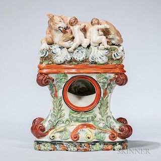 Pearl-glazed Earthenware Remus and Romulus Clock Case