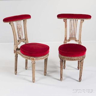 Pair of Continental Parcel-giltwood Chairs, possibly Sweden, late 18th/early 19th century, each with padded crest rail and ca