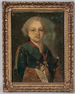 Austrian School, 18th Century, Portrait of a Young Nobleman, Unsigned, attributed to Austrian School in an inscription on the
