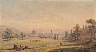 Edward Lamson Henry (American, 1841-1919), Florence from the Cascine, Signed and dated "E.L. Henry 63" l.r., titled on the re