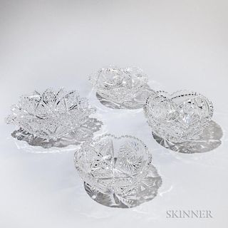 Four Colorless Cut Glass Bowls