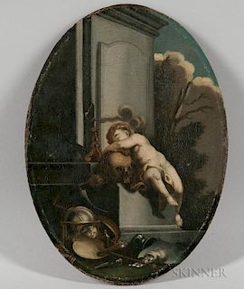 Attributed to Jacob de Wit (Dutch, 1695-1754), Vanitas, Signed or inscribed and dated "J de Wit/1732" c.l., identified on a t