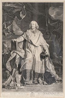 Pierre Drevet (French, 1697-1739) After Hyacinthe Rigaud (French, 1659-1743), Jacobus Benignus Bossuet, Episcopus,, Signed in
