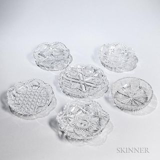 Six American Colorless Cut Glass Shallow Dishes